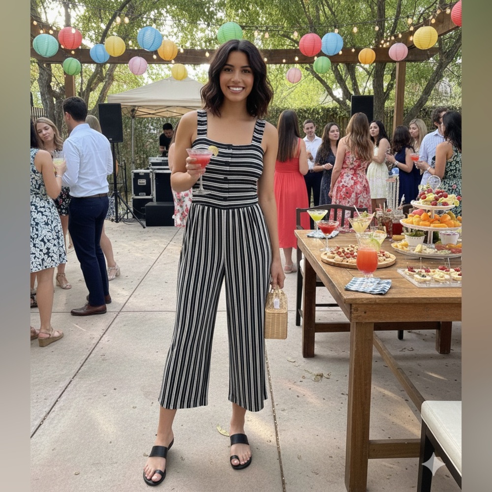 Xhilaration Black and White Striped Jumpsuit
B3